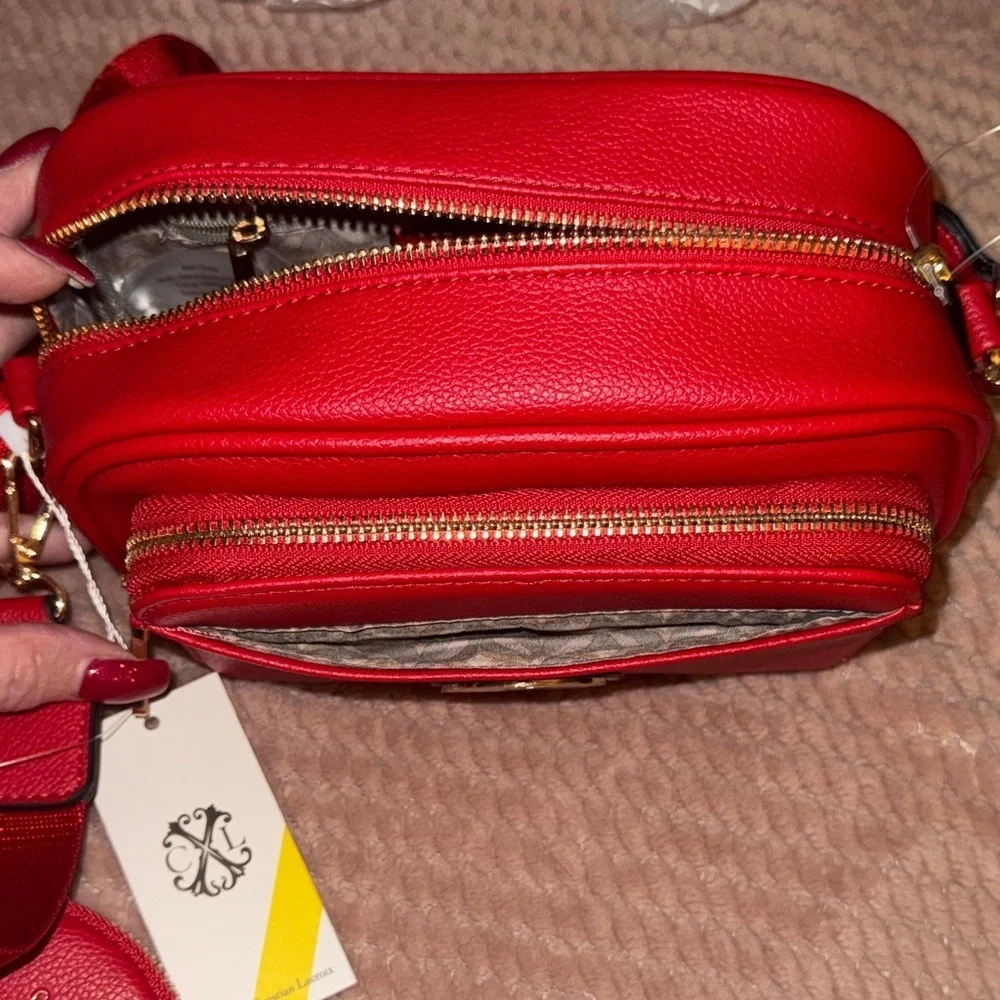 Christian Lacroix Vibrant Red Crossbody Bag with Coin Pouch
